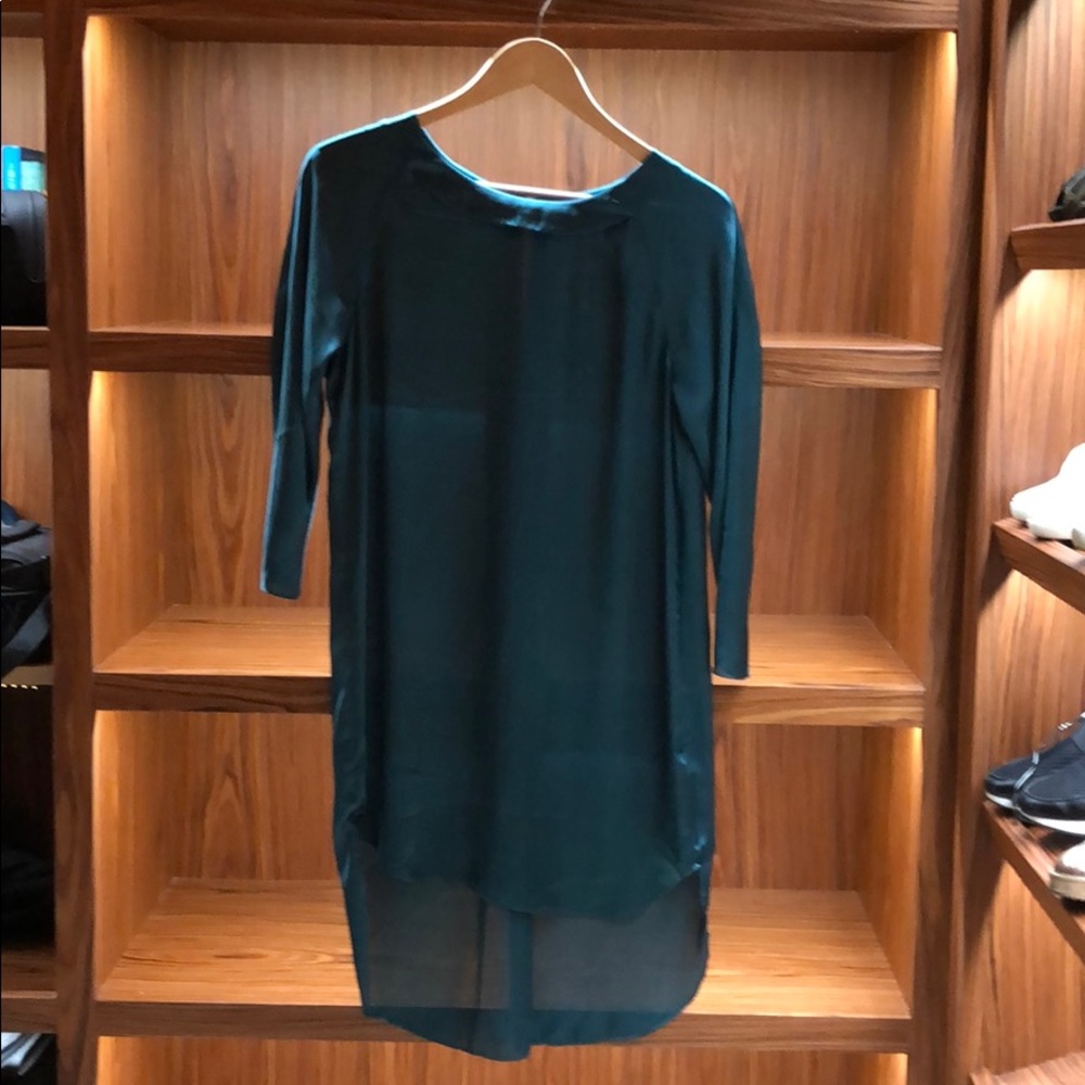 Forrest green 100% polyester dress Spain UTERQUE